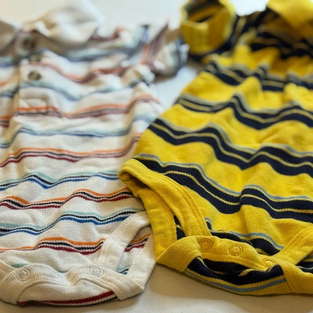 Wonderkids Vibrant Striped Onesies, (Size 12 Months), 2 Baby Outfits - Picture 1 of 11